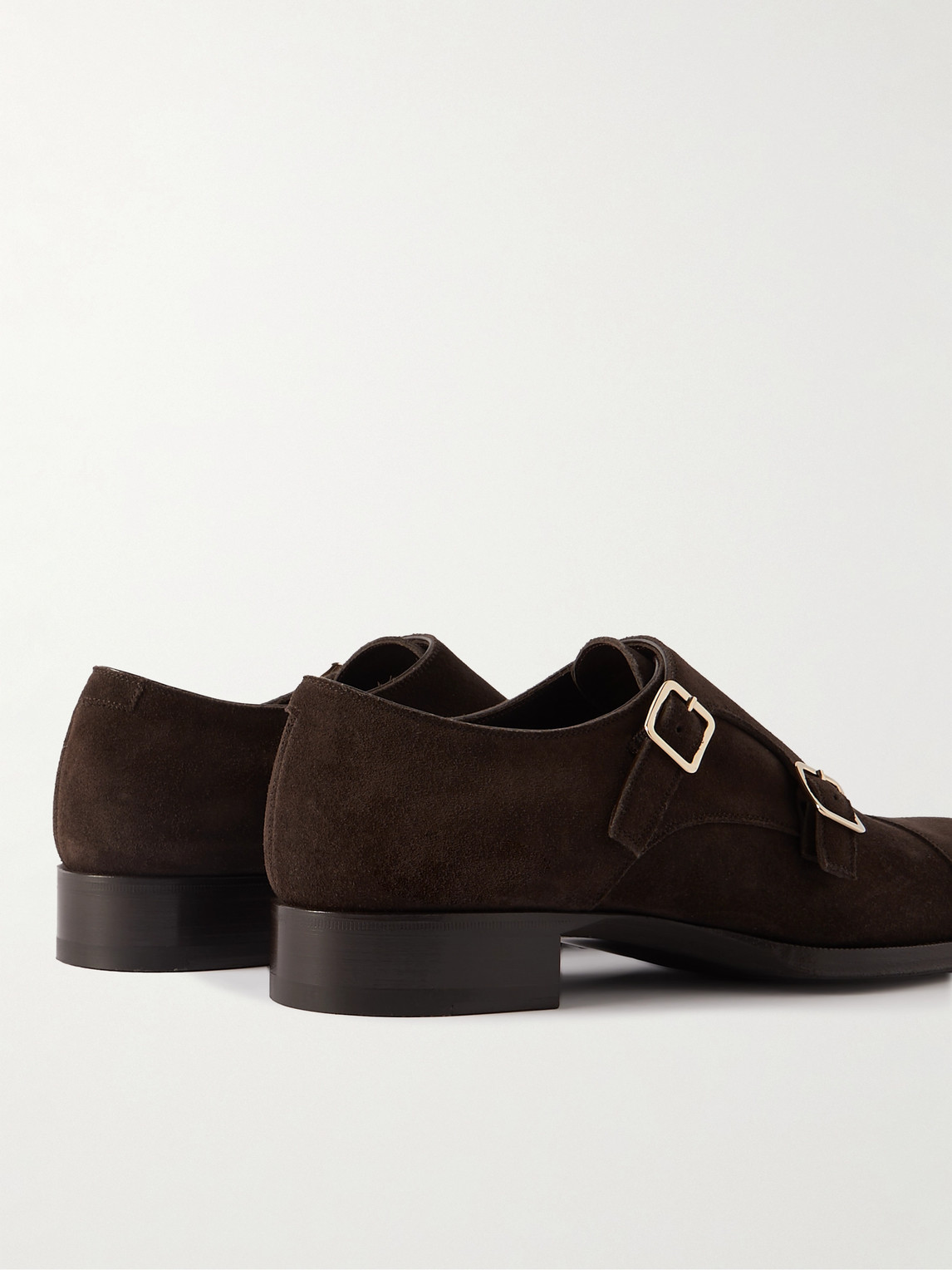 Shop Tom Ford Elkan Suede Monk-strap Shoes In Brown