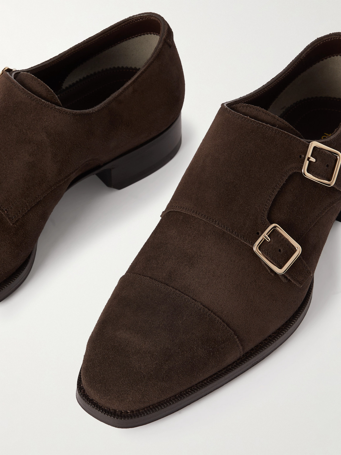 Shop Tom Ford Elkan Suede Monk-strap Shoes In Brown