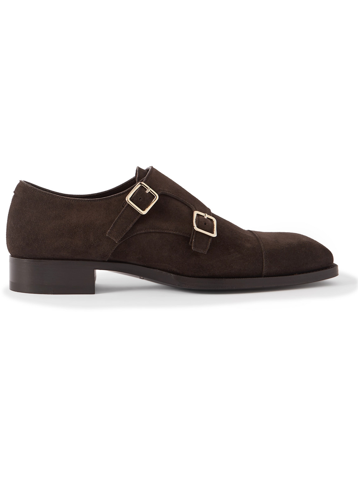 Tom Ford Elkan Suede Monk-strap Shoes In Brown