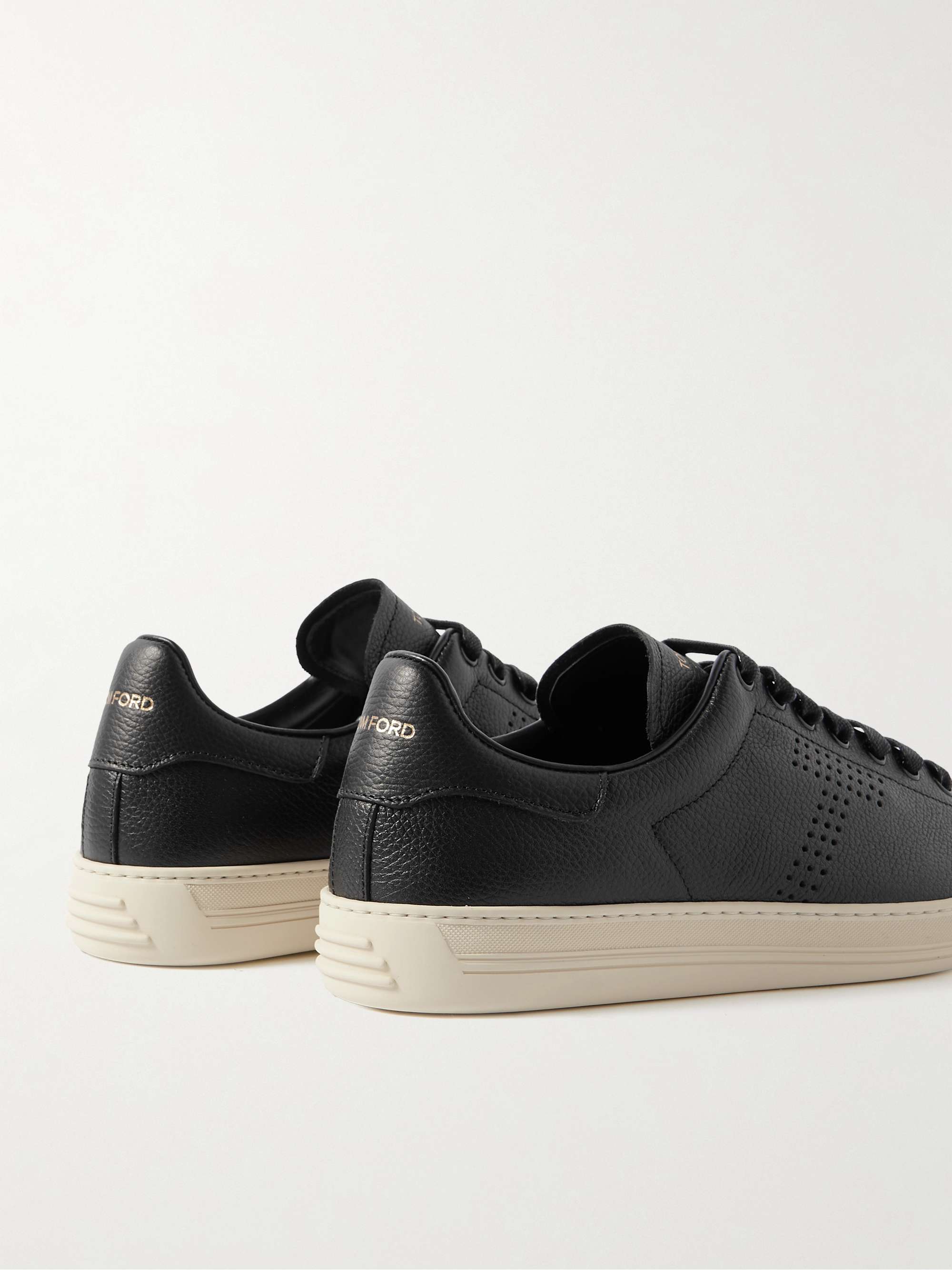 TOM FORD Warwick Perforated Full-Grain Leather Sneakers
