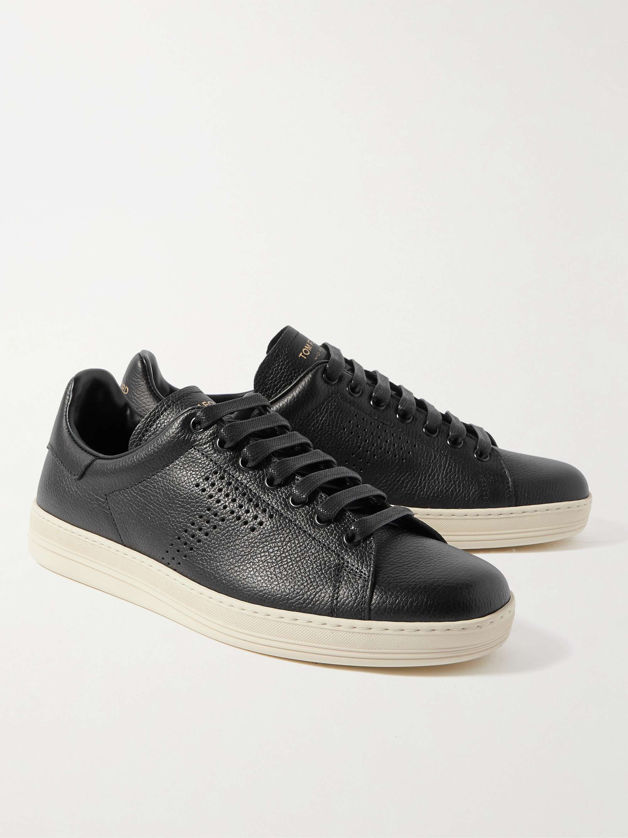 TOM FORD Warwick Perforated Full-Grain Leather Sneakers