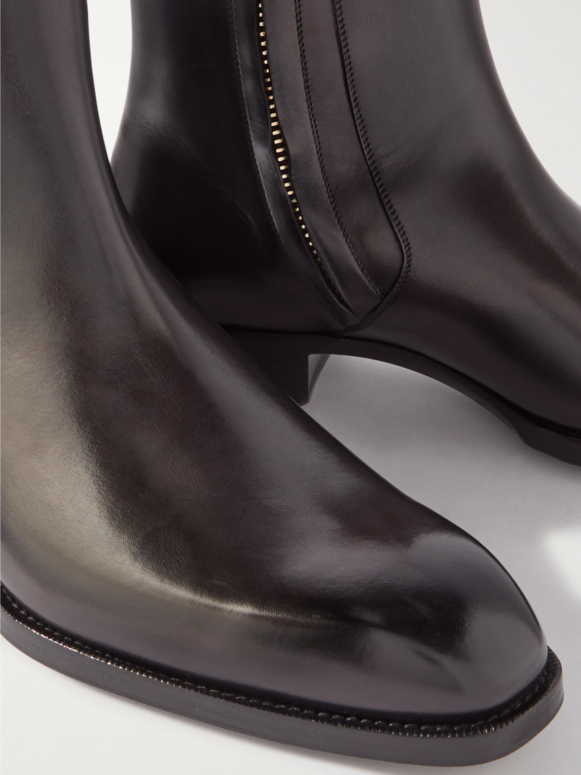 Shop Tom Ford Elkan Burnished-leather Chelsea Boots In Brown