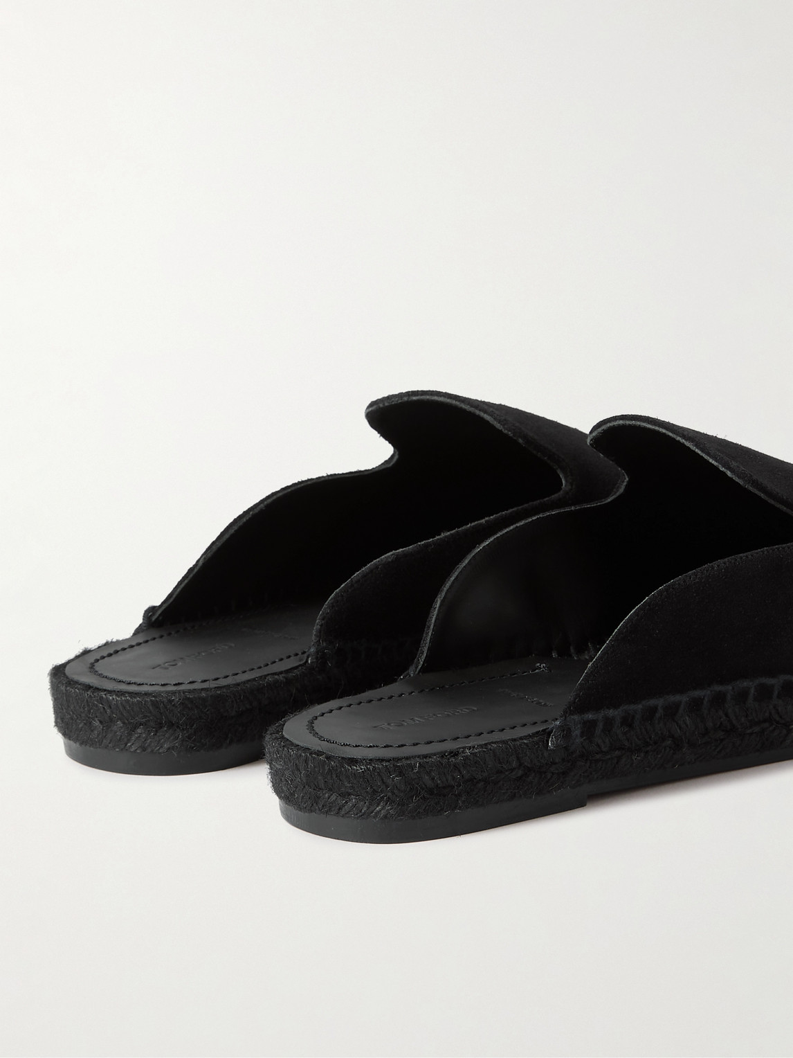 Shop Tom Ford Barnes Suede Backless Espadrilles In Black