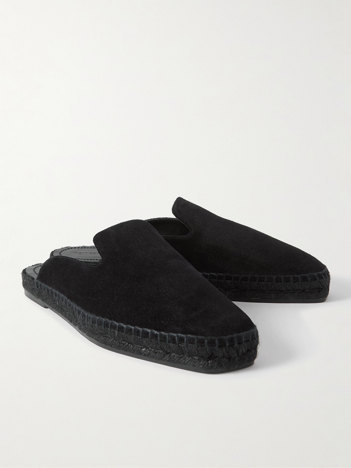 Shop Tom Ford Barnes Suede Backless Espadrilles In Black