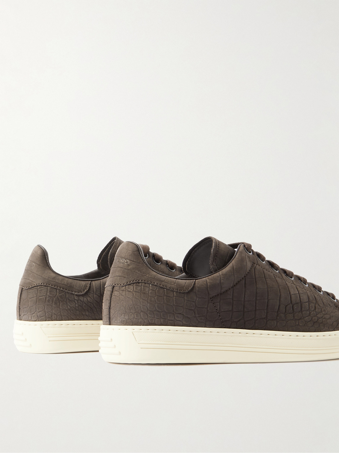 Shop Tom Ford Warwick Croc-effect Leather Sneakers In Brown