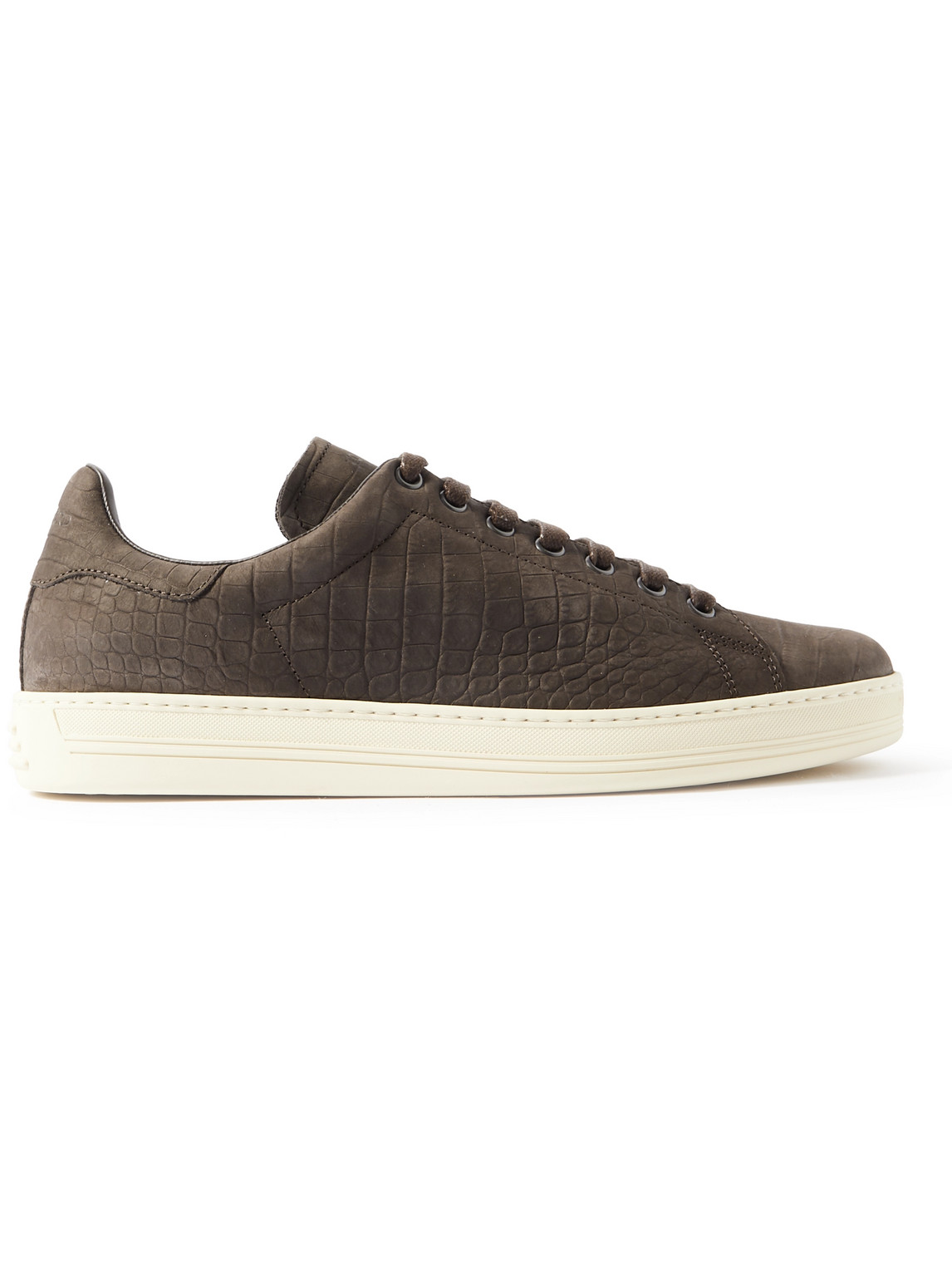 Tom Ford Brown Warwick Crocodile-embossed Sneakers In Brown