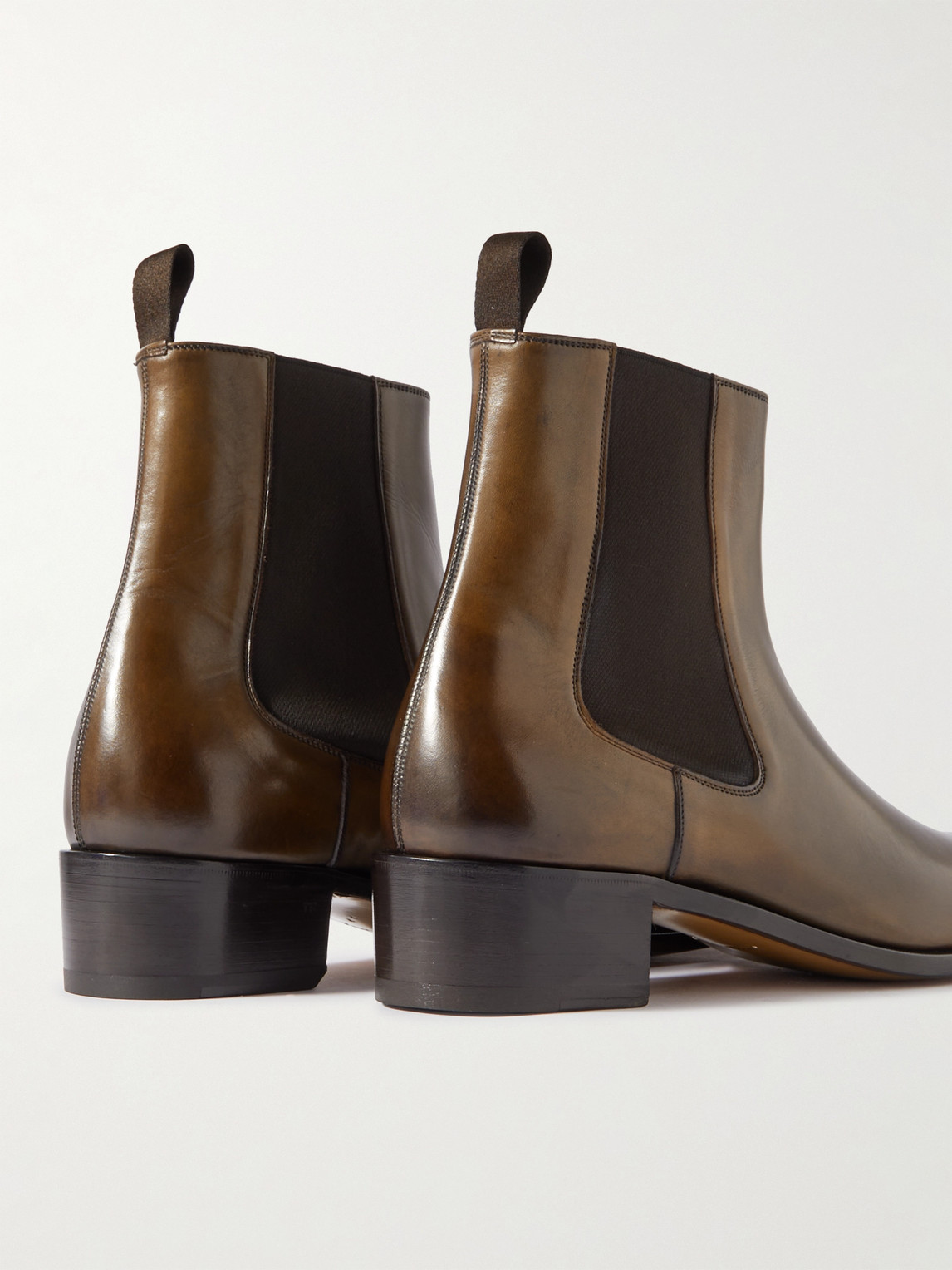 Shop Tom Ford Alec Burnished-leather Chelsea Boots In Brown