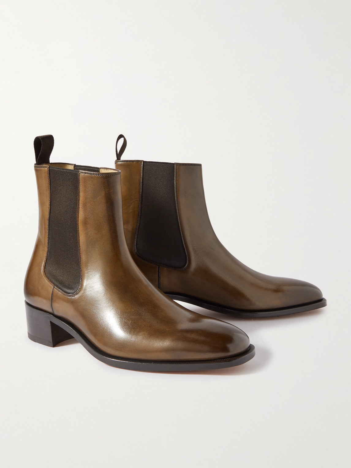 Shop Tom Ford Alec Burnished-leather Chelsea Boots In Brown