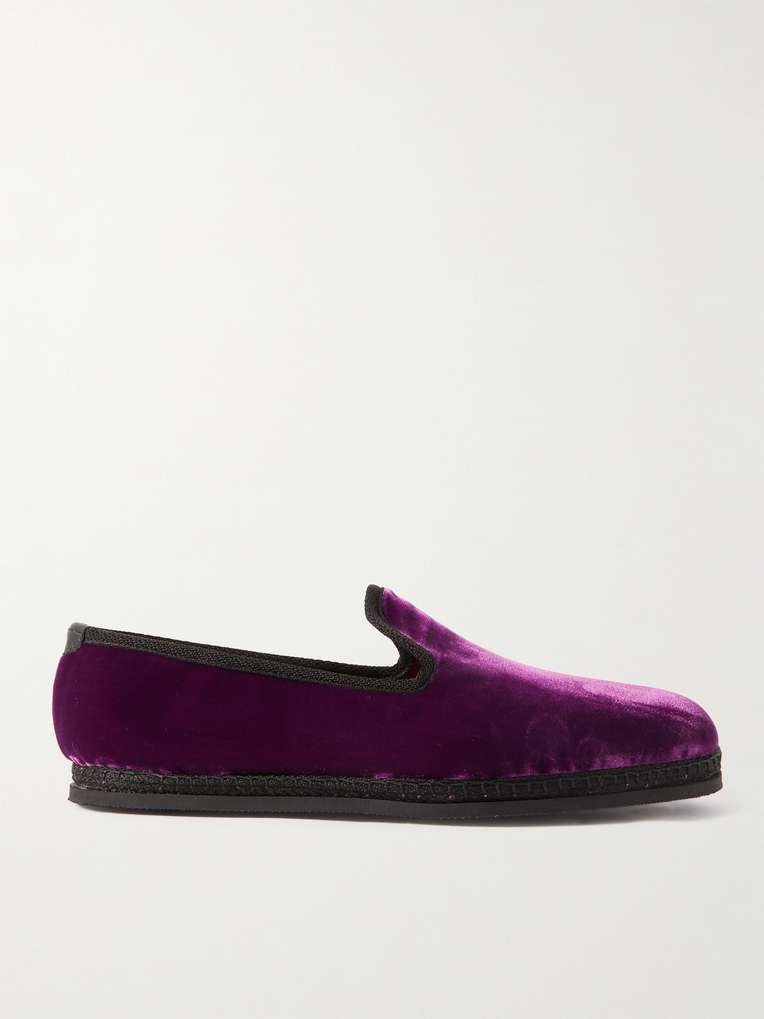Tom Ford — Neal Grosgrain and Leather-Trimmed Velvet Slippers