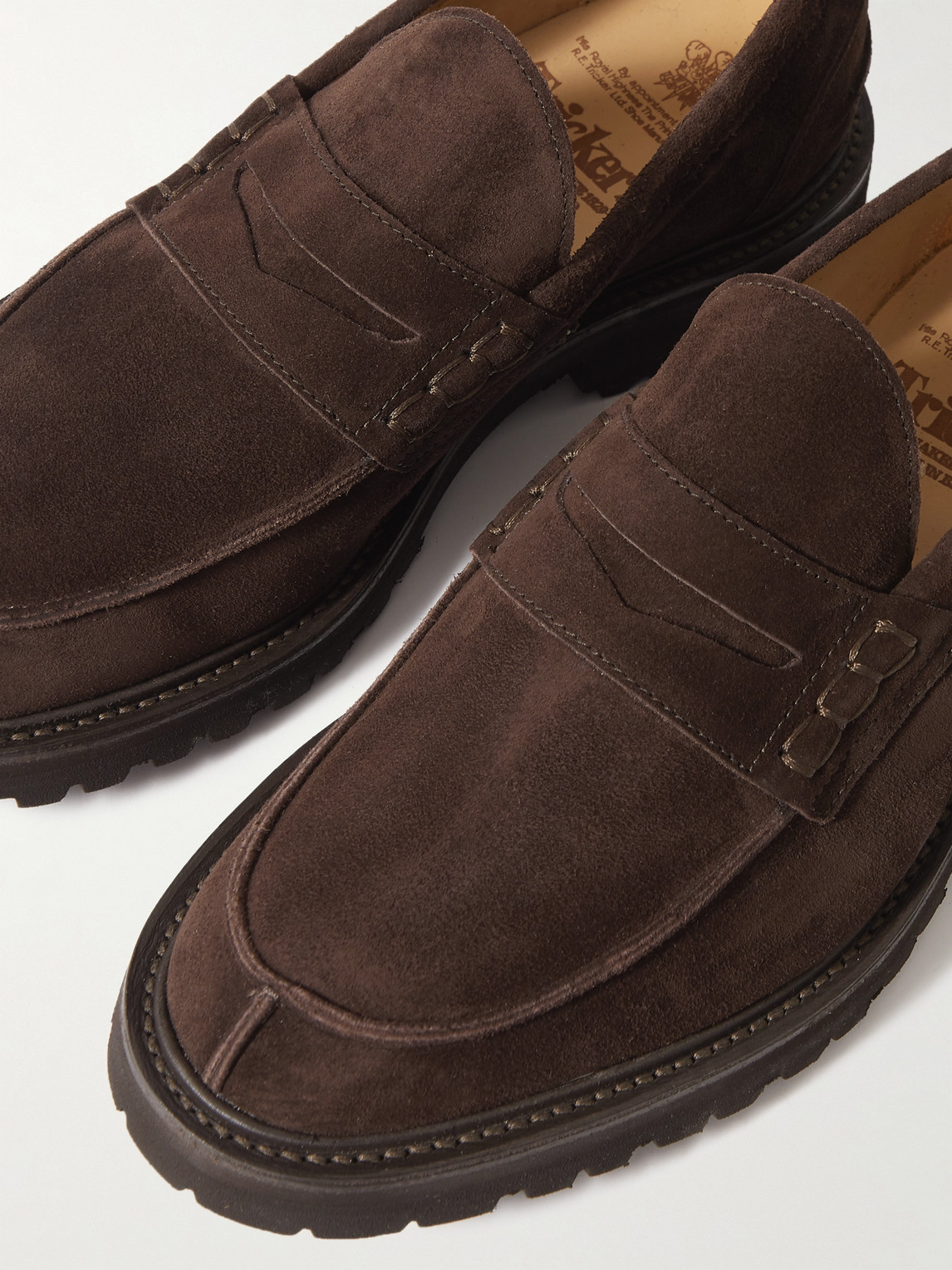 Shop Tricker's James Suede Penny Loafers In Brown
