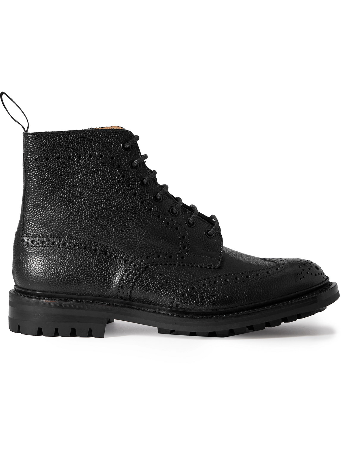 Tricker's Stow Leather Brogue Boots In Black