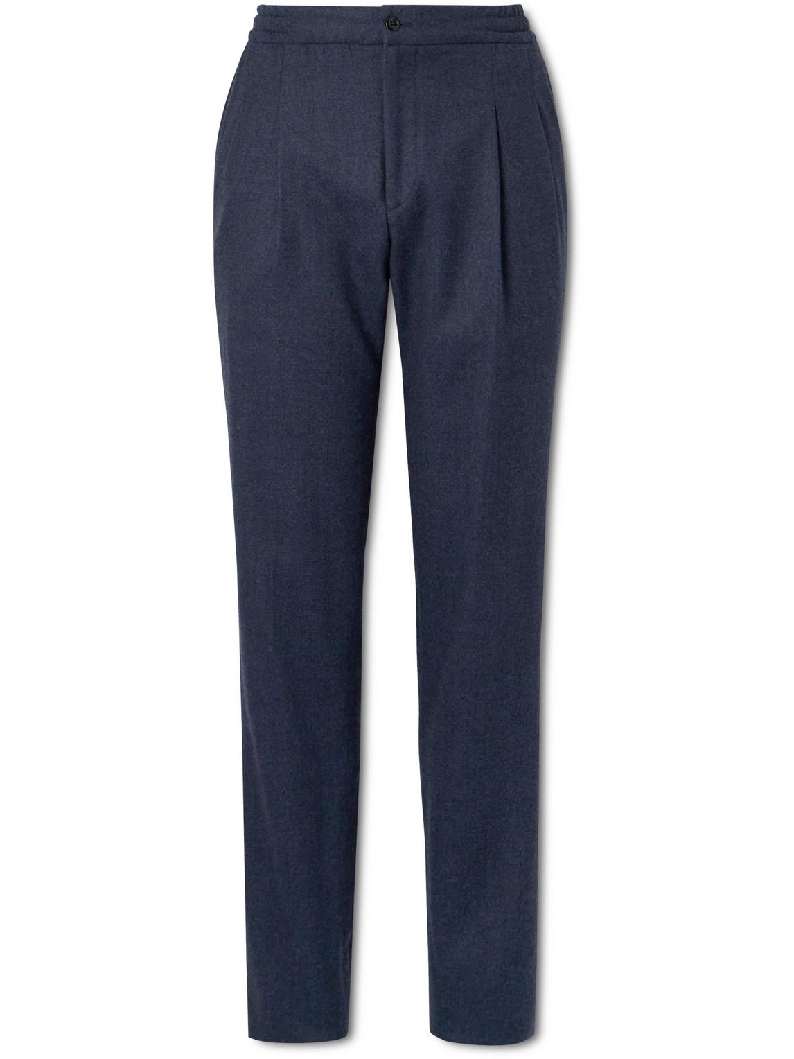 Rubinacci Straight-leg Pleated Wool-flannel Trousers In Blue
