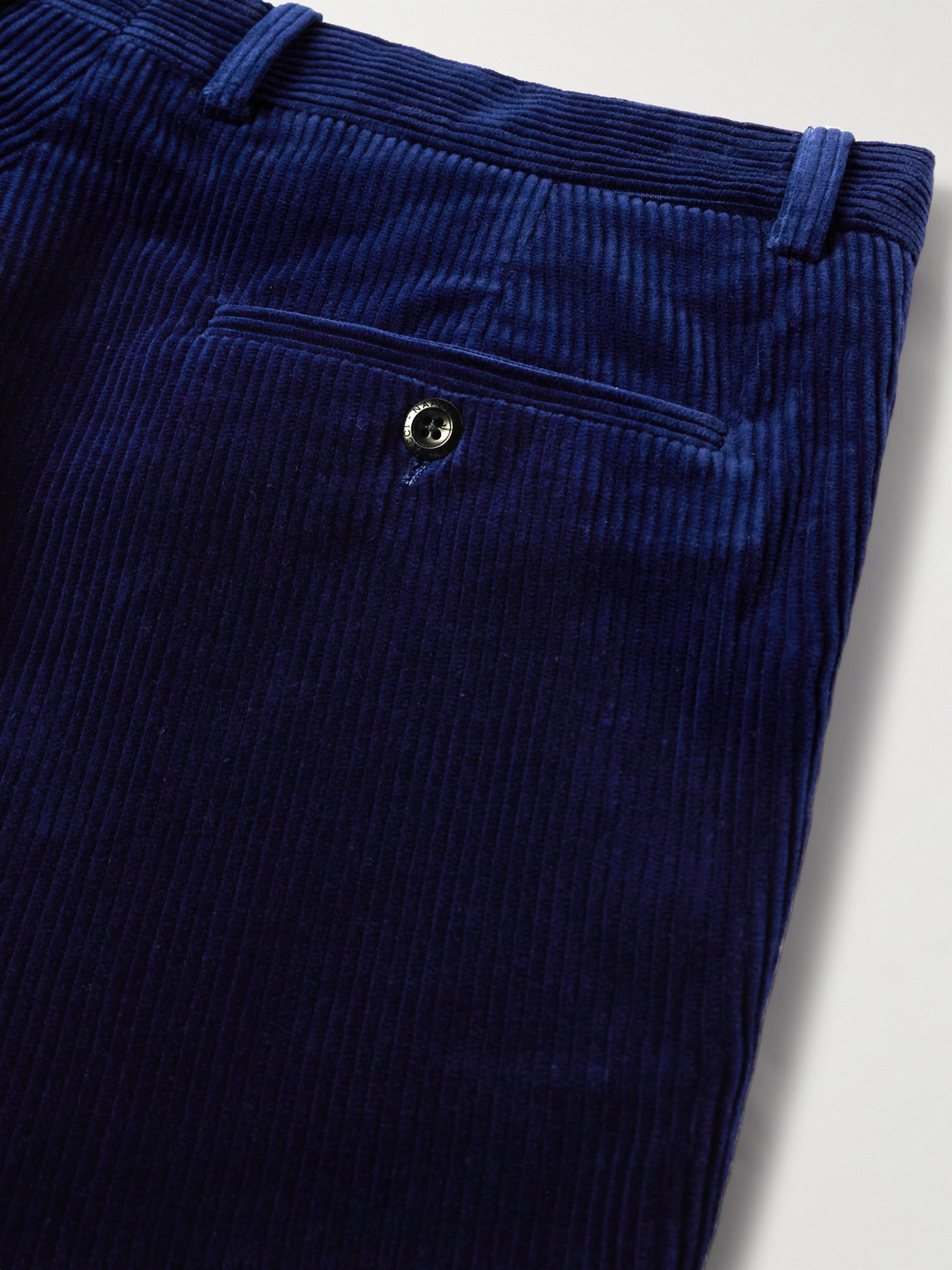 Shop Rubinacci Modluca Straight-leg Pleated Cotton-corduroy Trousers In Blue