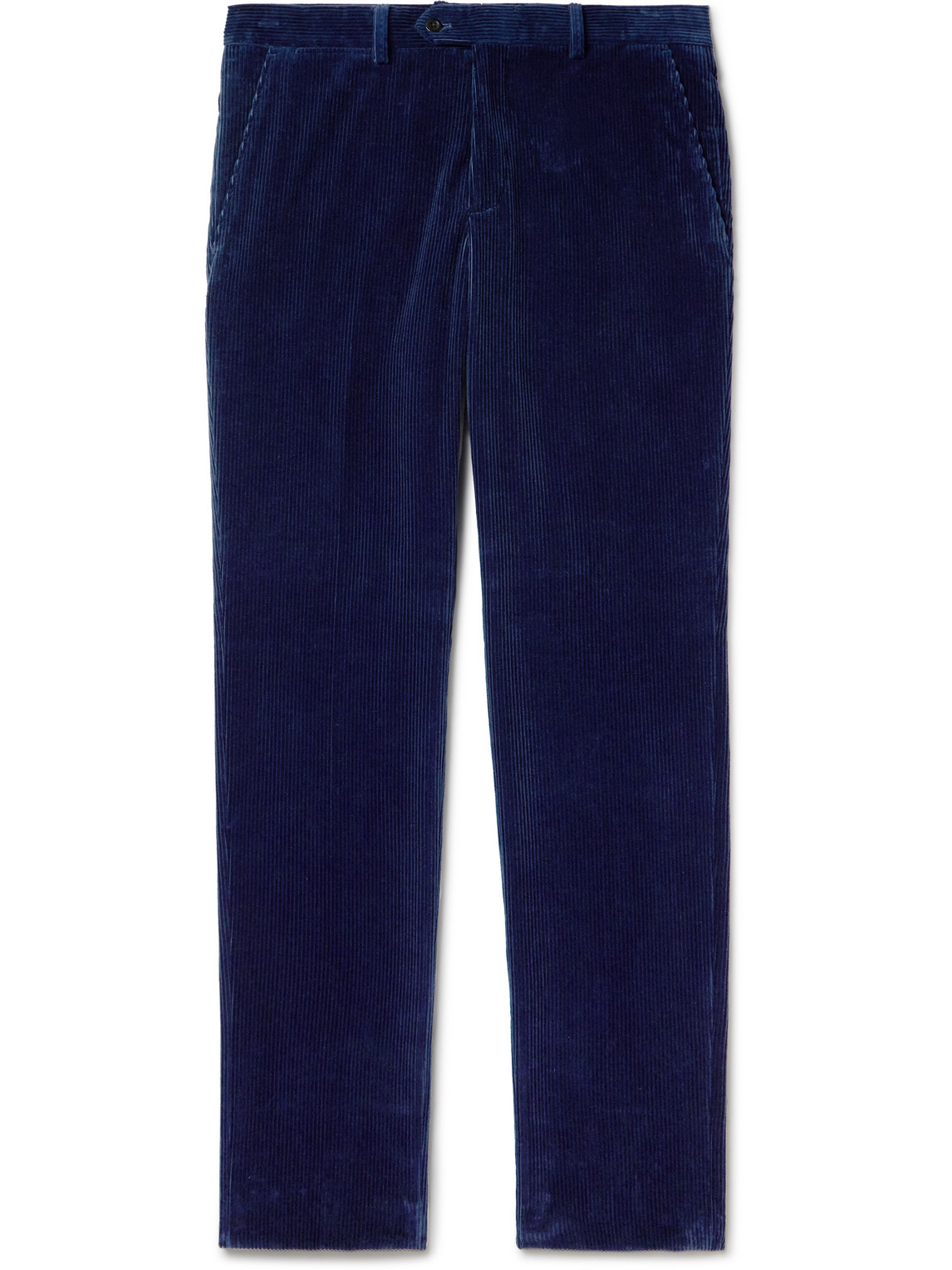 Rubinacci Modluca Straight-leg Pleated Cotton-corduroy Trousers In Blue