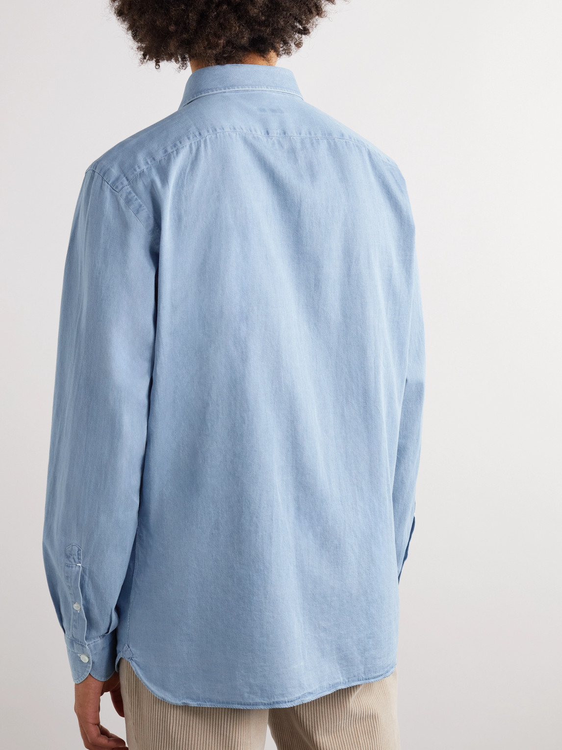 Shop Rubinacci Cotton-chambray Shirt In Blue