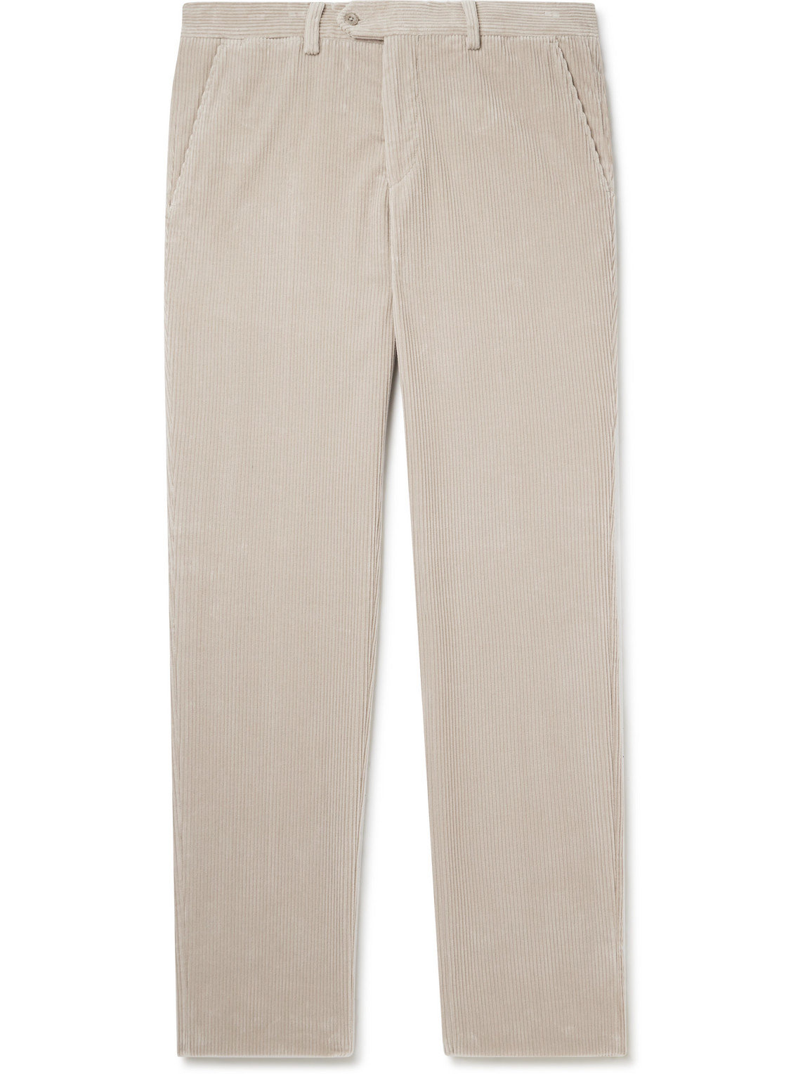 Rubinacci Modluca Straight-leg Pleated Cotton-corduroy Trousers In Neutrals