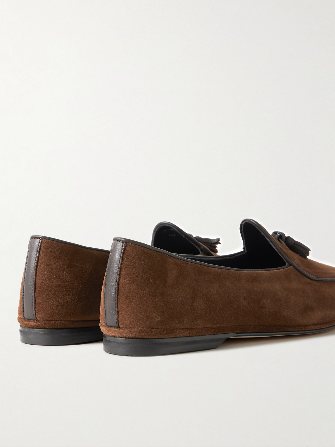 Shop Rubinacci Marphy Leather-trimmed Suede Tasselled Loafers In Brown