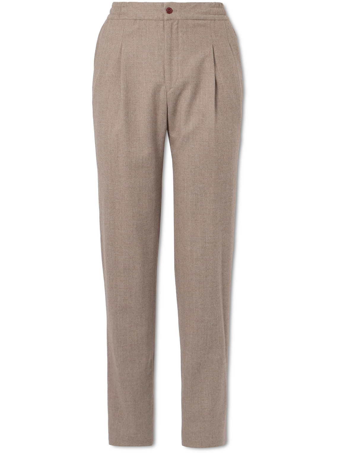 Rubinacci Tapered Pleated Virgin Wool-flannel Trousers In Neutrals