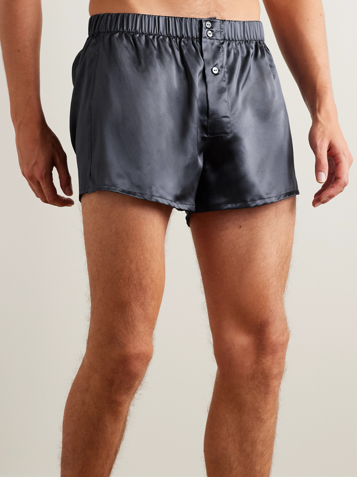 Shop Rubinacci Silk-satin Boxer Shorts In Gray