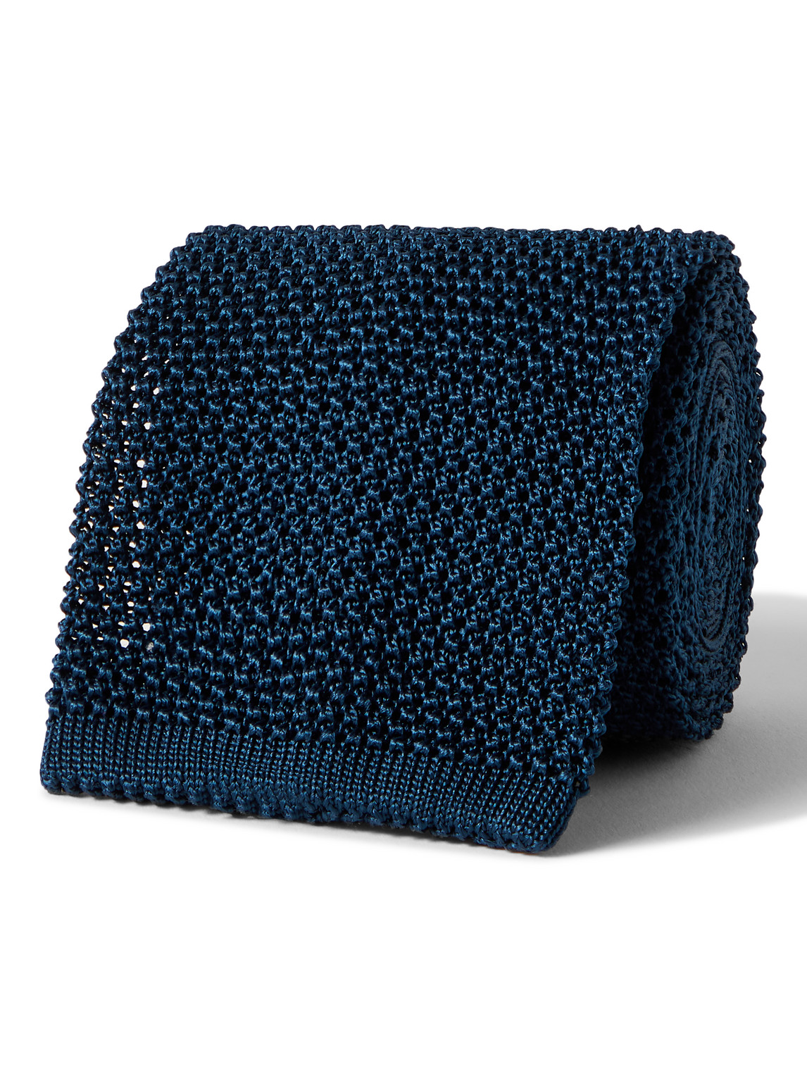 Rubinacci 6cm Knitted Silk Tie In Blue