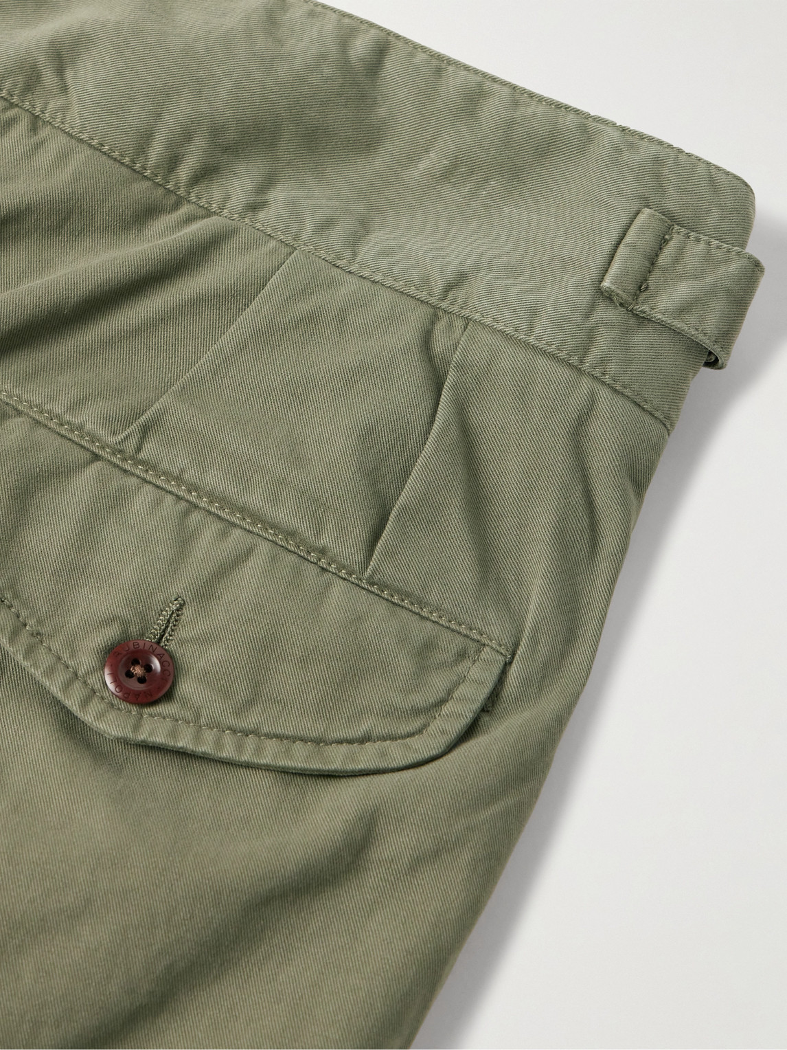Shop Rubinacci Manny Tapered Pleated Cotton-twill Trousers In Green