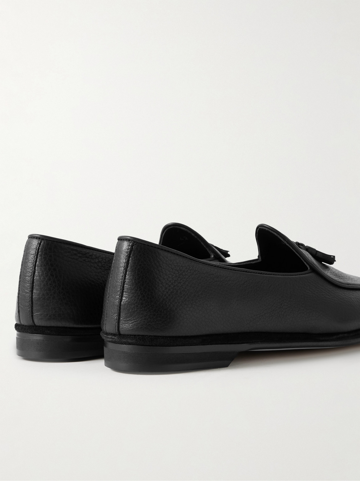 Shop Rubinacci Marphy Leather-trimmed Suede Tasselled Loafers In Black