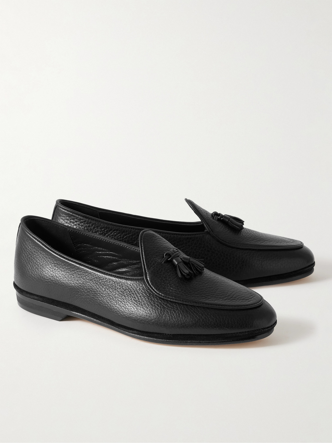 Shop Rubinacci Marphy Leather-trimmed Suede Tasselled Loafers In Black