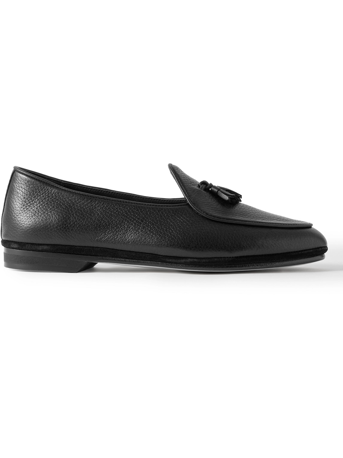 Rubinacci Marphy Leather-trimmed Suede Tasselled Loafers In Black