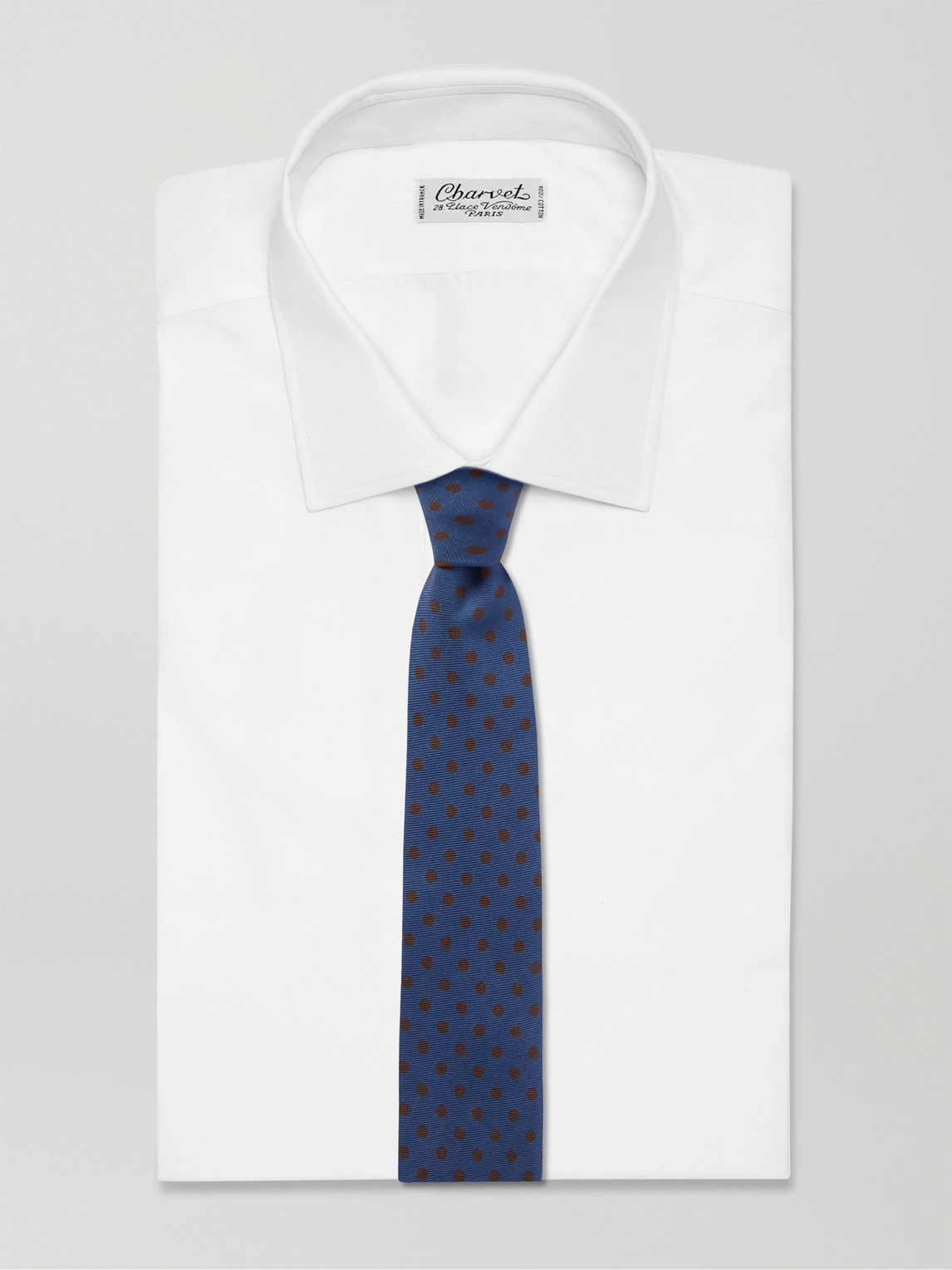 Shop Rubinacci 8cm Polka-dot Silk-twill Tie In Blue