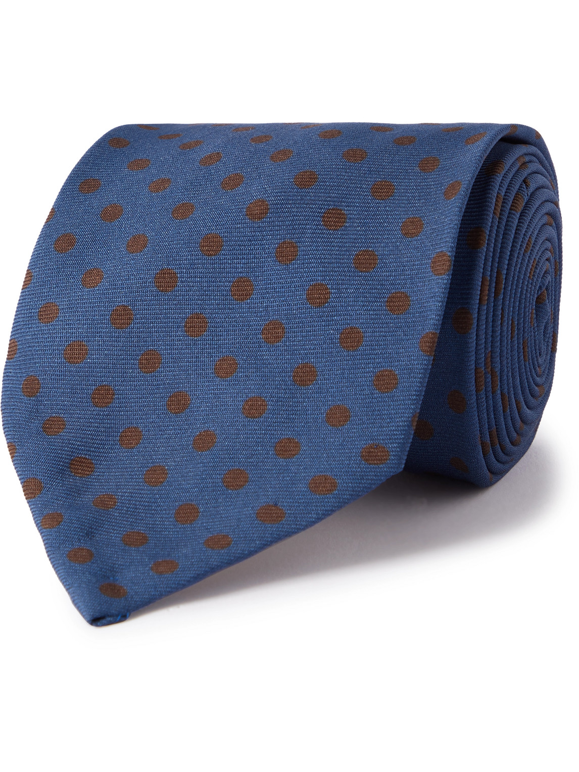 Rubinacci 8cm Polka-dot Silk-twill Tie In Blue