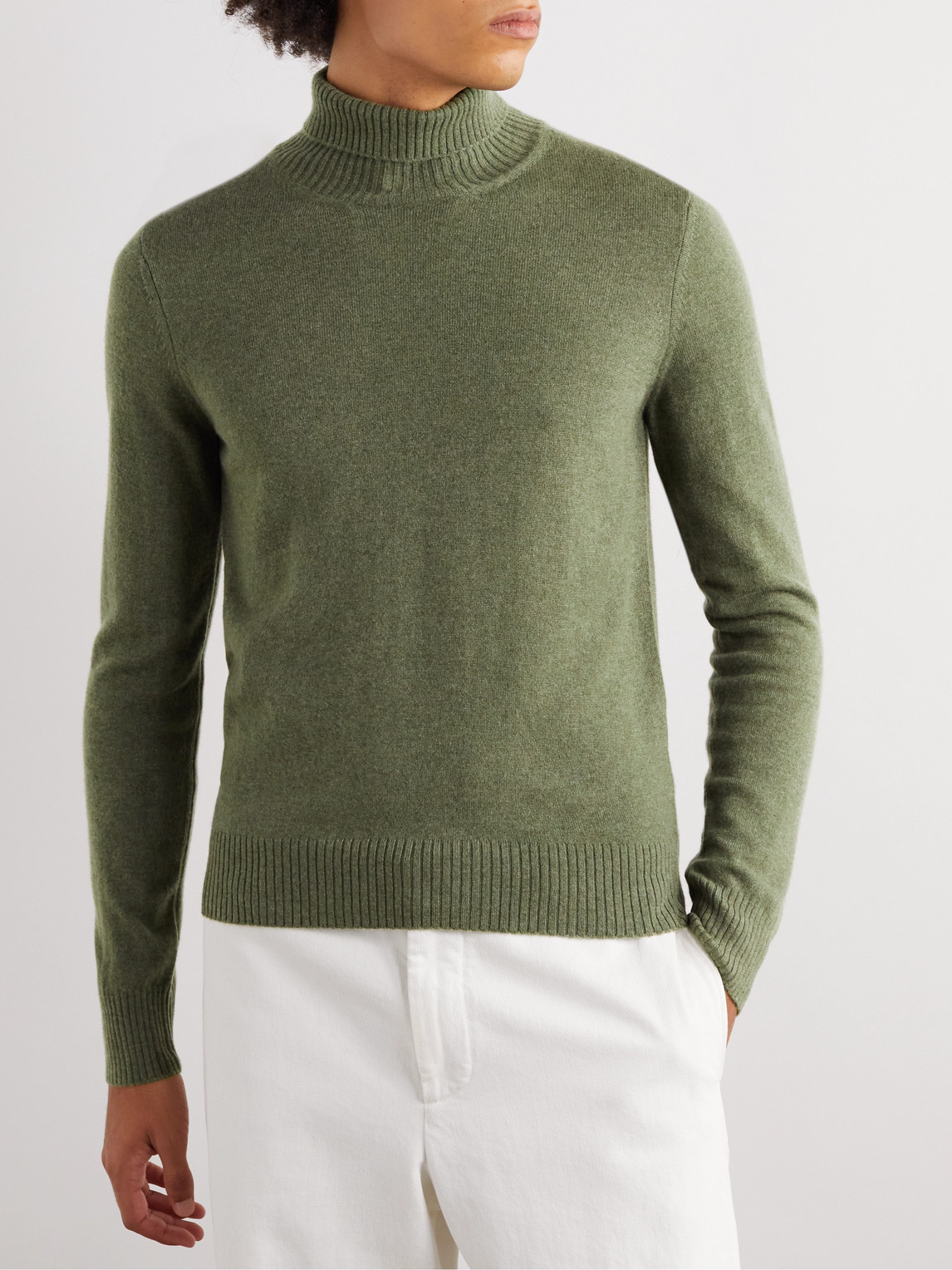 Shop Rubinacci Cashmere Rollneck Sweater In Green