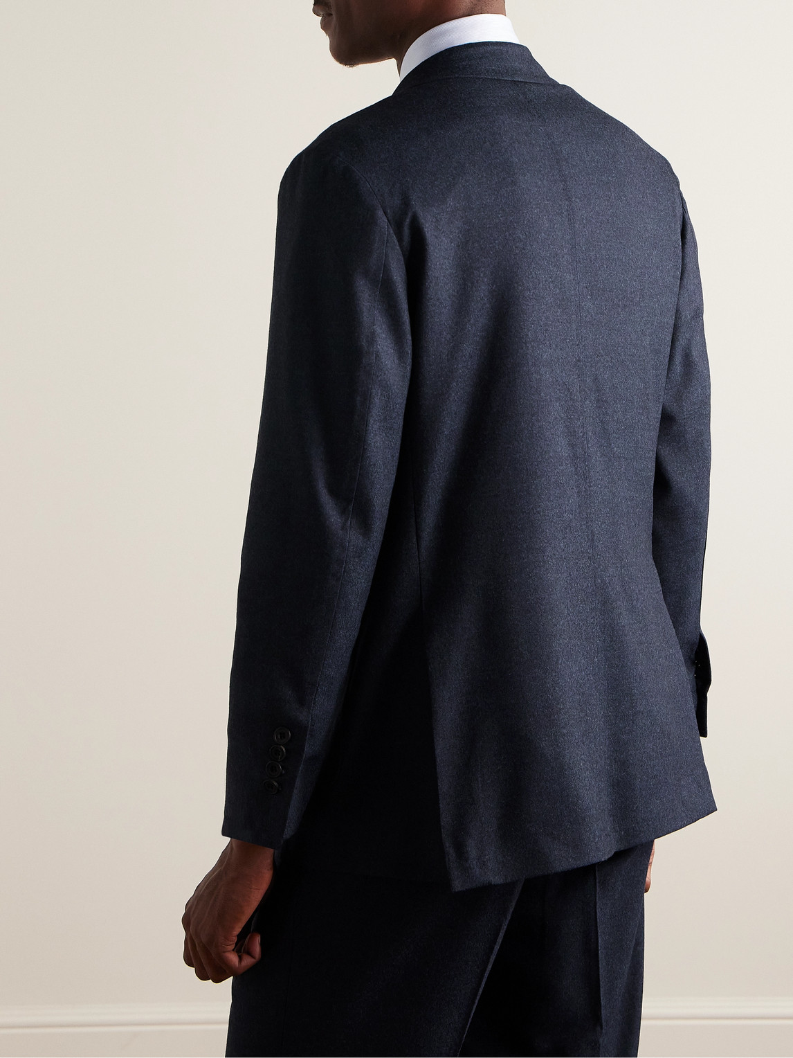 Shop Rubinacci Wool-flannel Suit Jacket In Blue