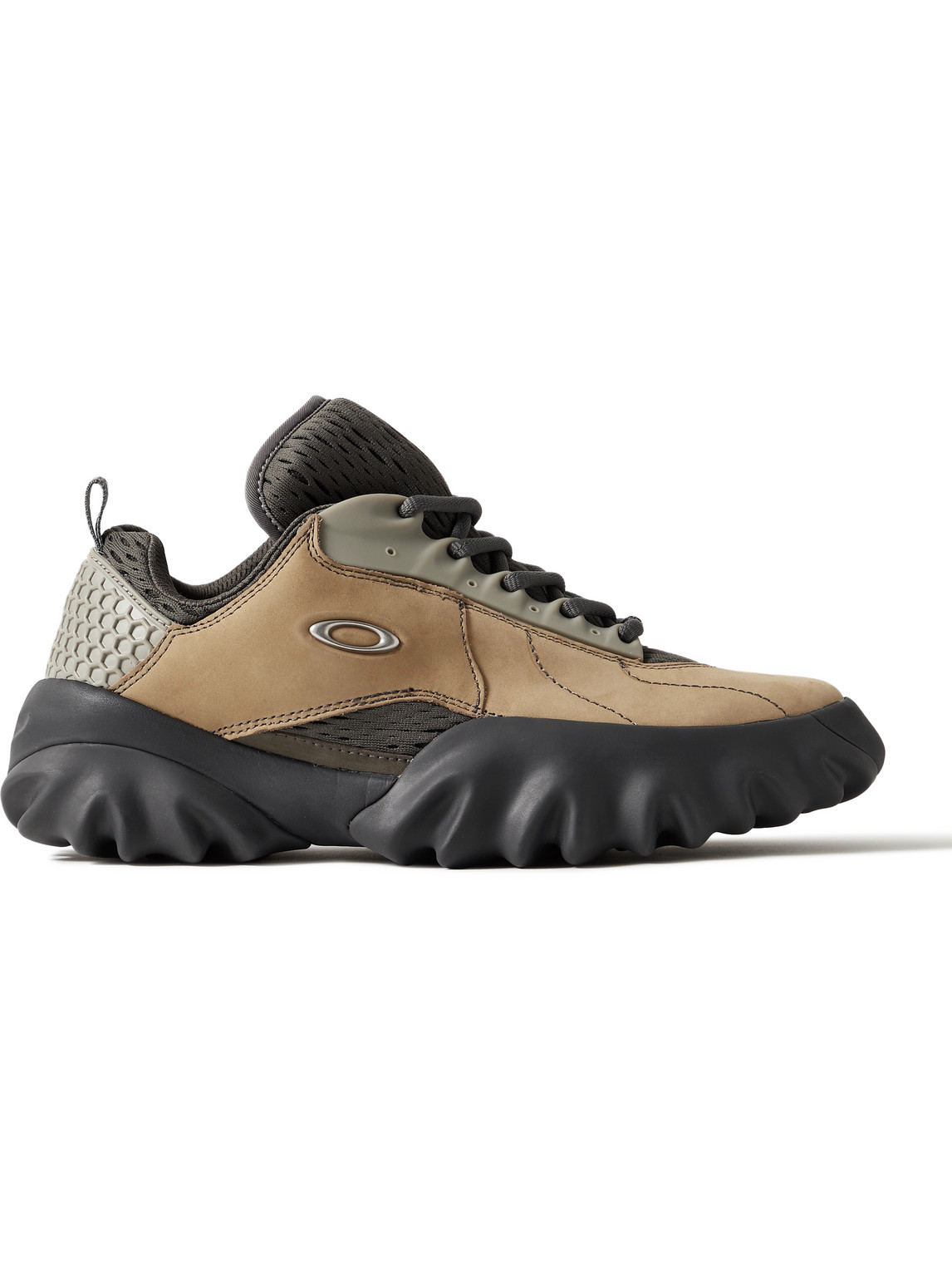 Oakley Factory Brain Dead Chop Saw Panelled Mesh, Tpu And Nubuck Sneakers In Brown