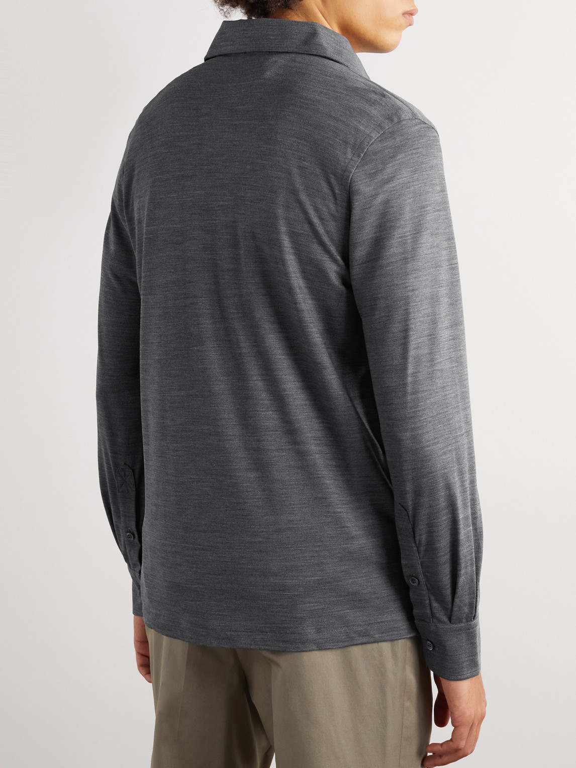 Shop Rubinacci Wool-piqué Shirt In Gray
