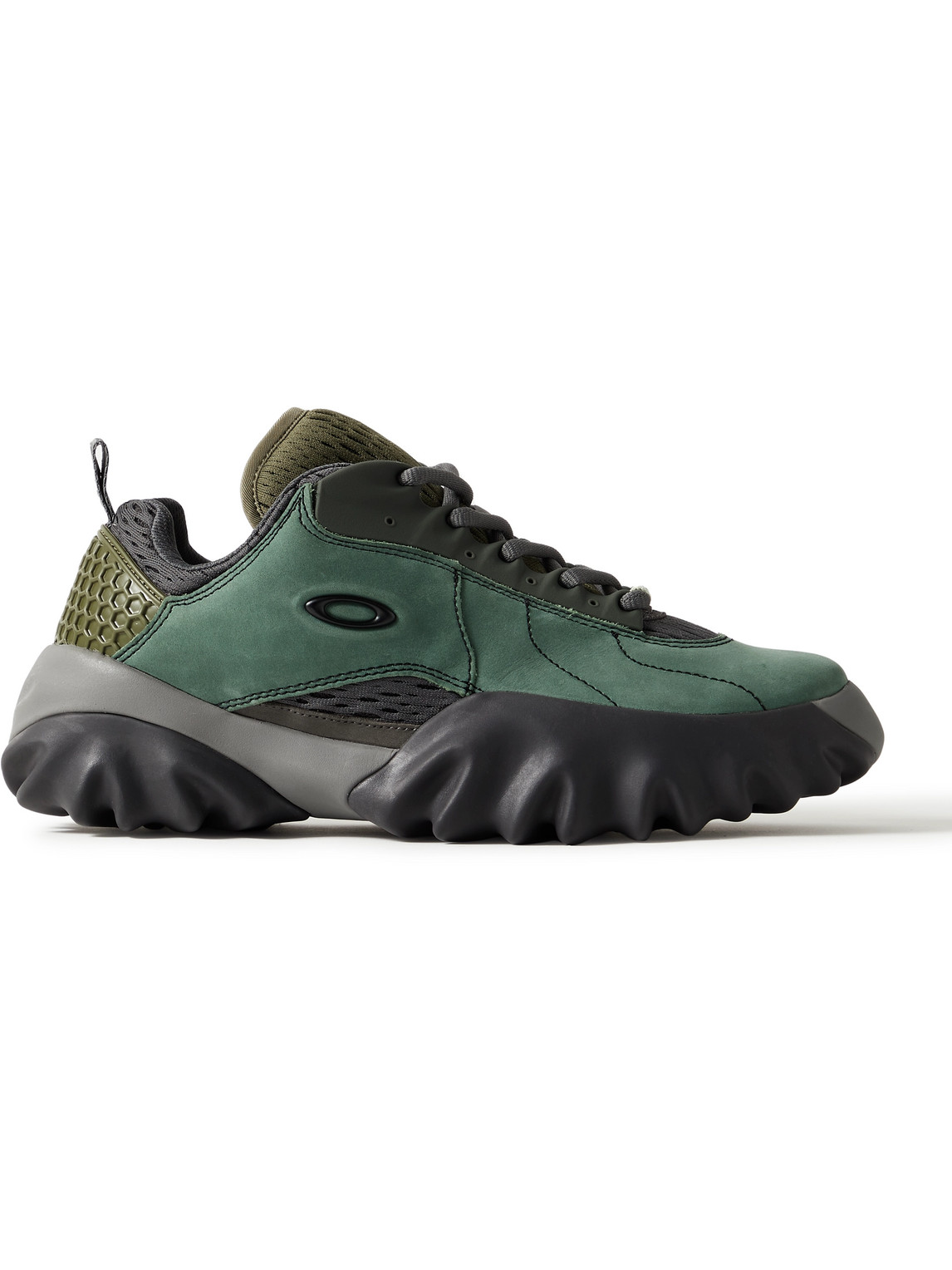 Oakley Factory Brain Dead Chop Saw Panelled Mesh, Tpu And Nubuck Sneakers In Green