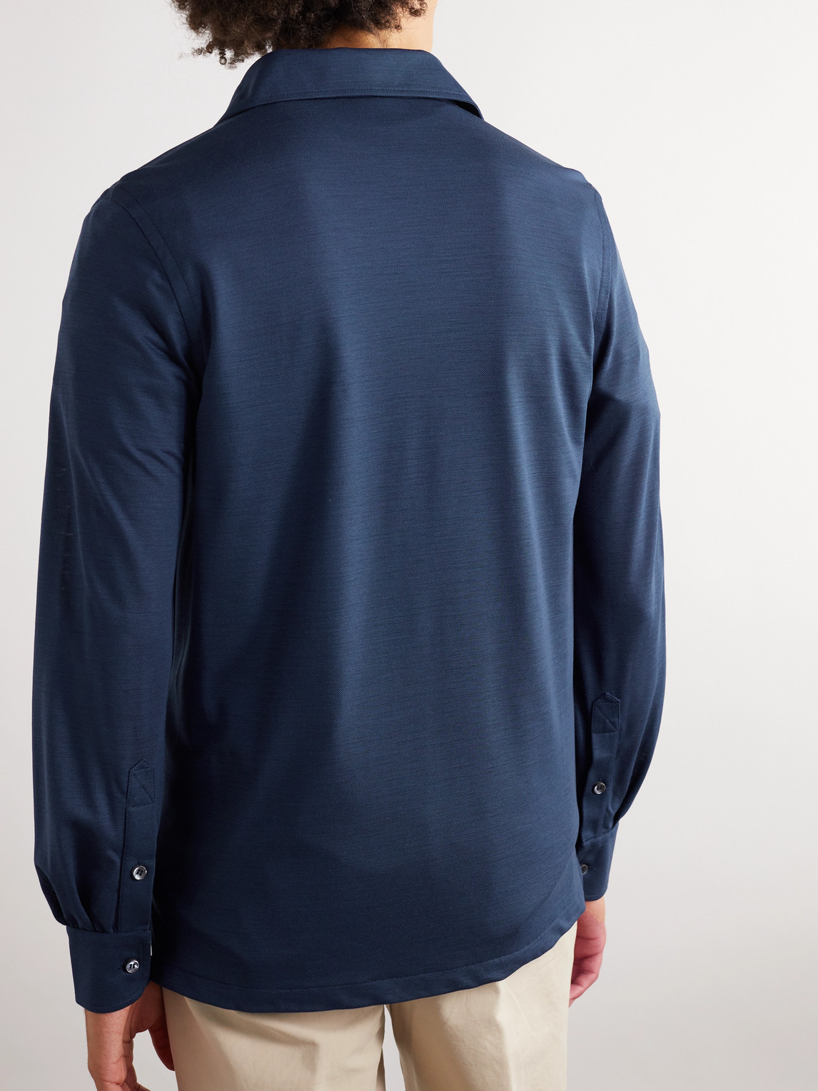 Shop Rubinacci Wool-piqué Shirt In Blue