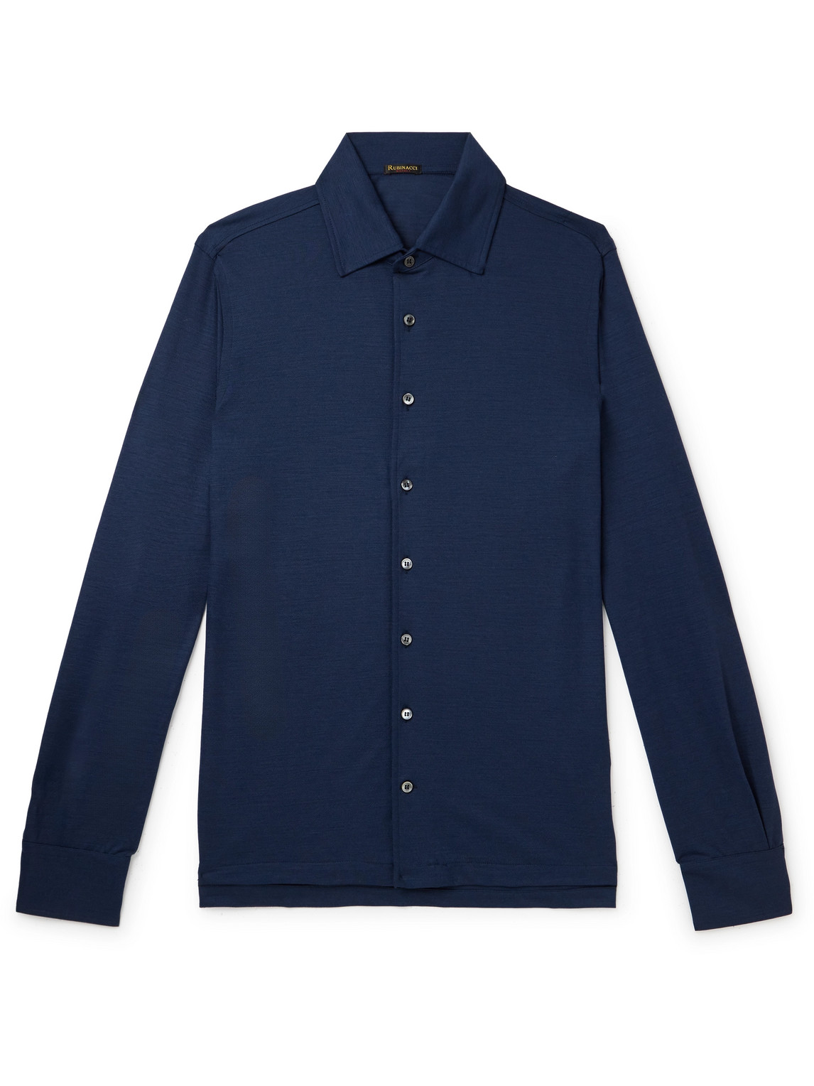 Rubinacci Wool-piqué Shirt In Blue