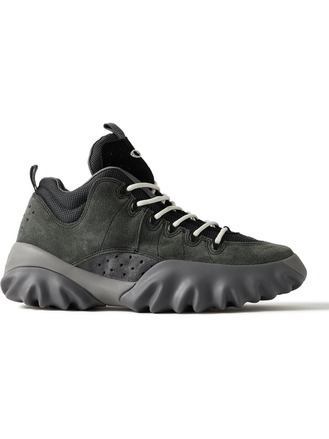 Oakley Factory Edge Mesh And Rubber-trimmed Distressed Suede Boots In Grey
