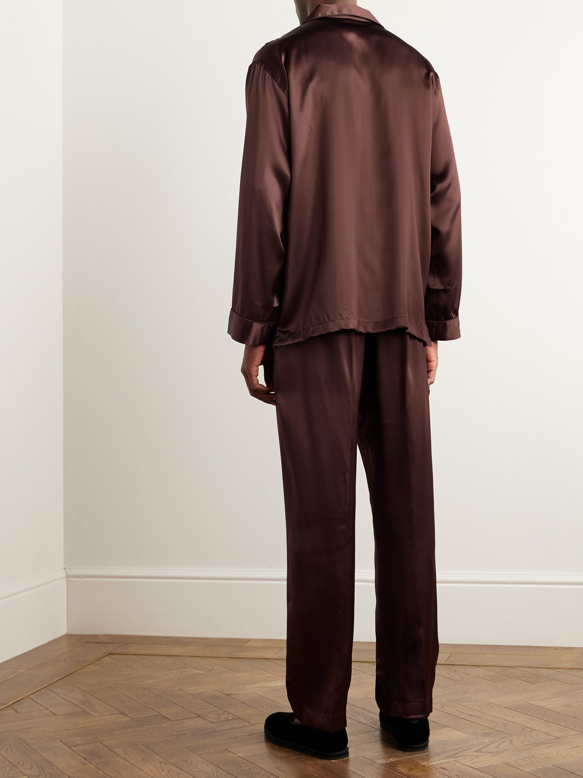 Shop Rubinacci Silk-satin Pyjama Set In Brown