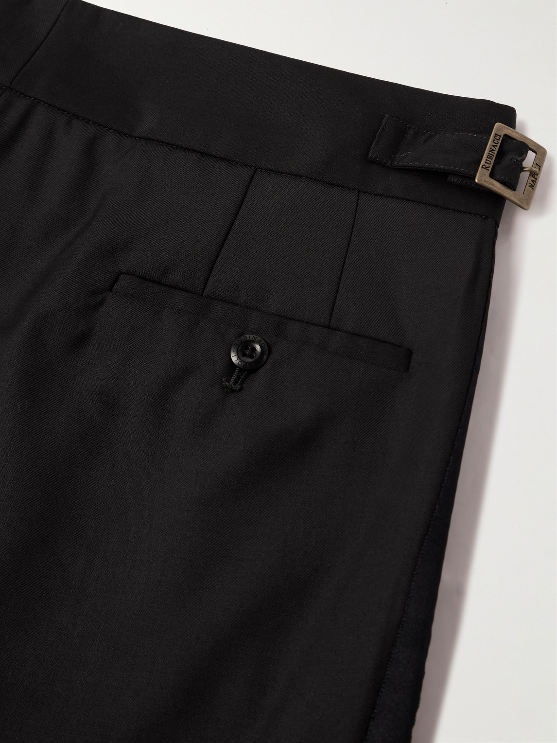 Shop Rubinacci Straight-leg Satin-trimmed Wool-twill Tuxedo Trousers In Black