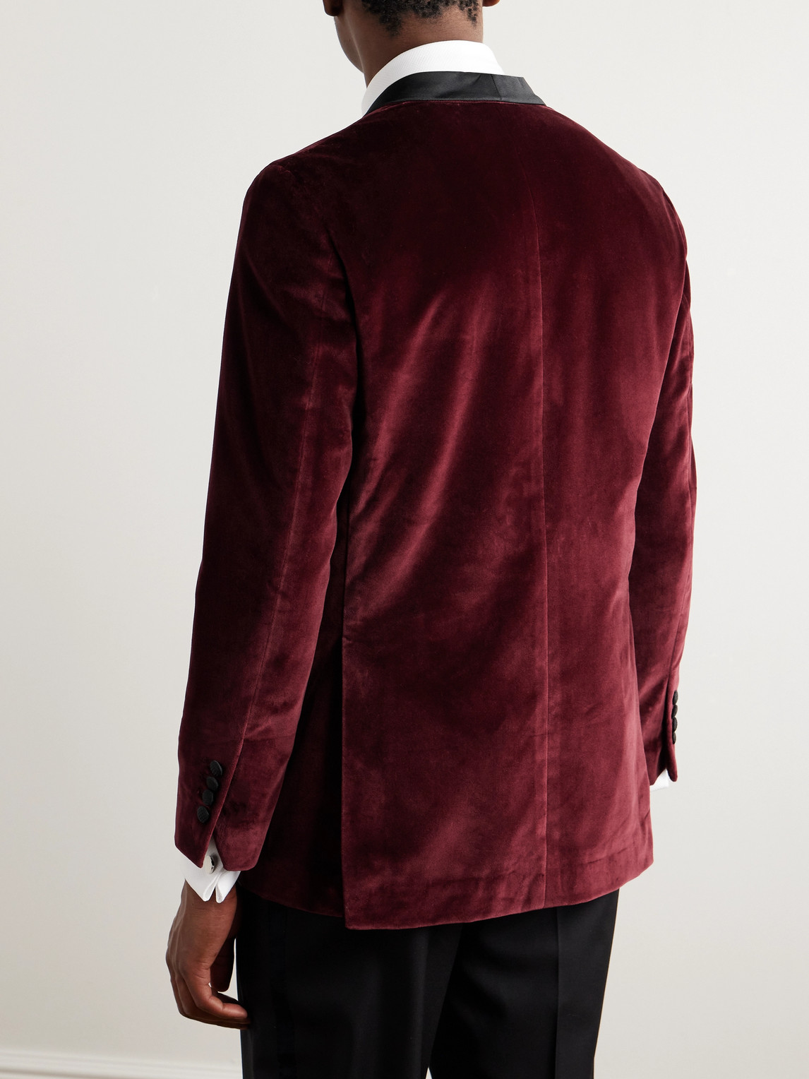 Shop Rubinacci Slim-fit Shawl-collar Cotton-velvet Tuxedo Jacket In Burgundy