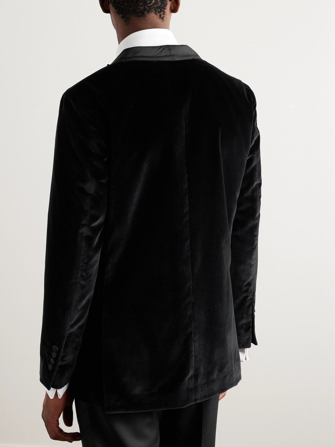 Shop Rubinacci Slim-fit Shawl-collar Cotton-velvet Tuxedo Jacket In Black