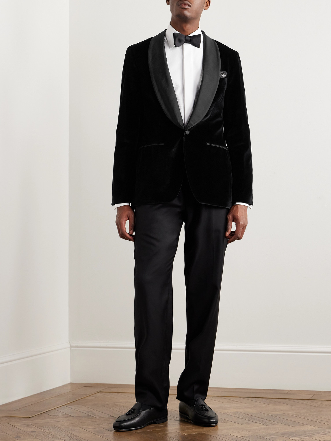 Shop Rubinacci Slim-fit Shawl-collar Cotton-velvet Tuxedo Jacket In Black