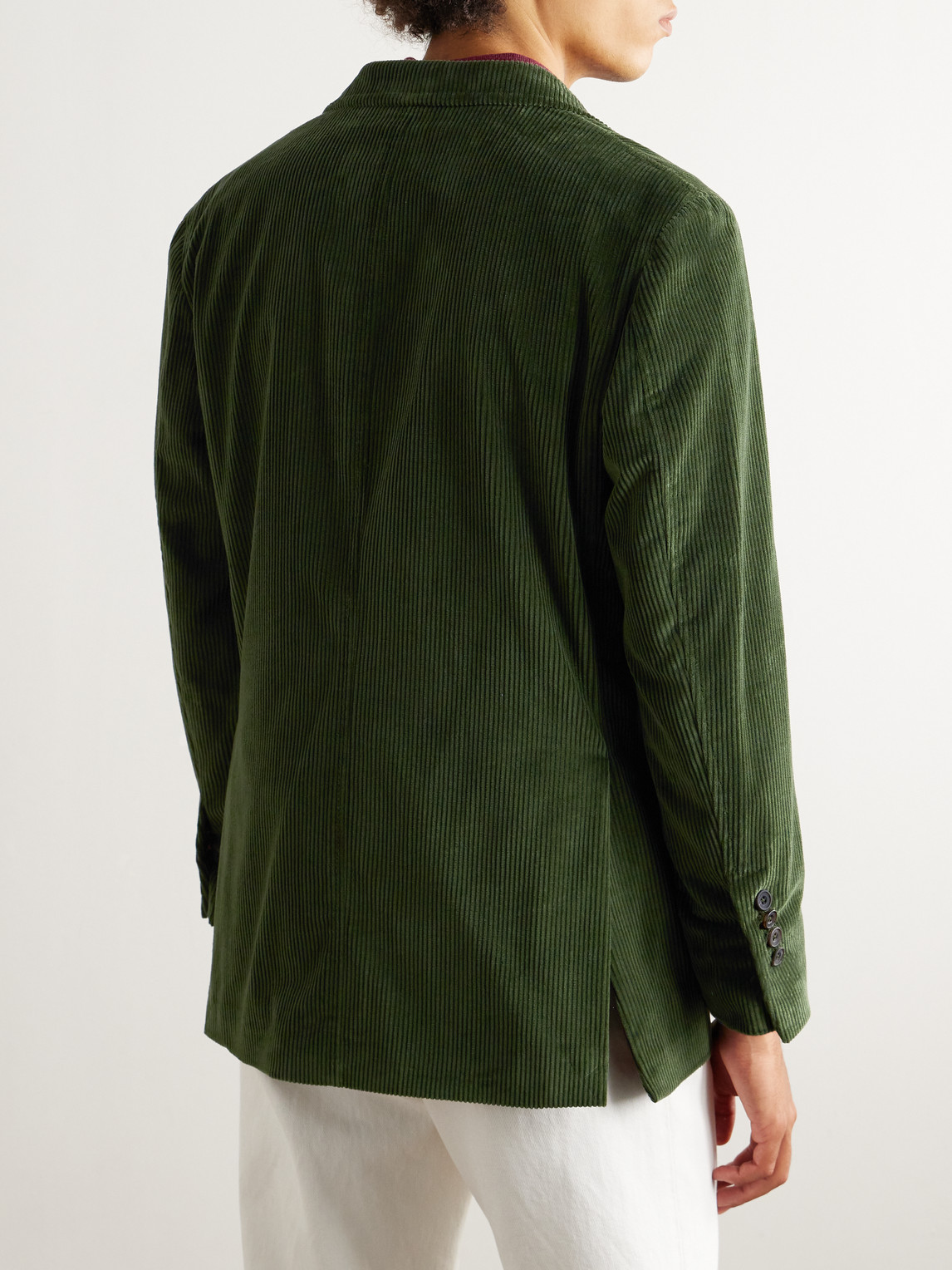 Shop Rubinacci Db6 Double-breasted Cotton-corduroy Suit Jacket In Green