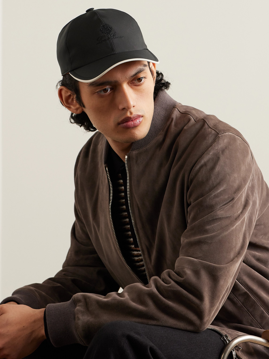 Shop Loro Piana Logo-embroidered Storm System® Shell Baseball Cap In Black