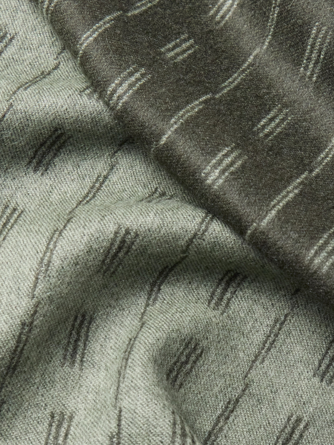 Loro Piana Fringed Cashmere-jacquard Scarf In Green