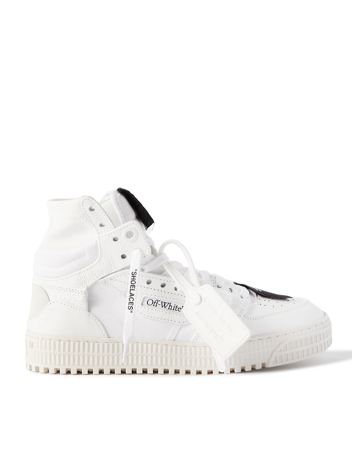 Shop Off-white 3.0 Off-court Leather And Canvas High-top Sneakers In White