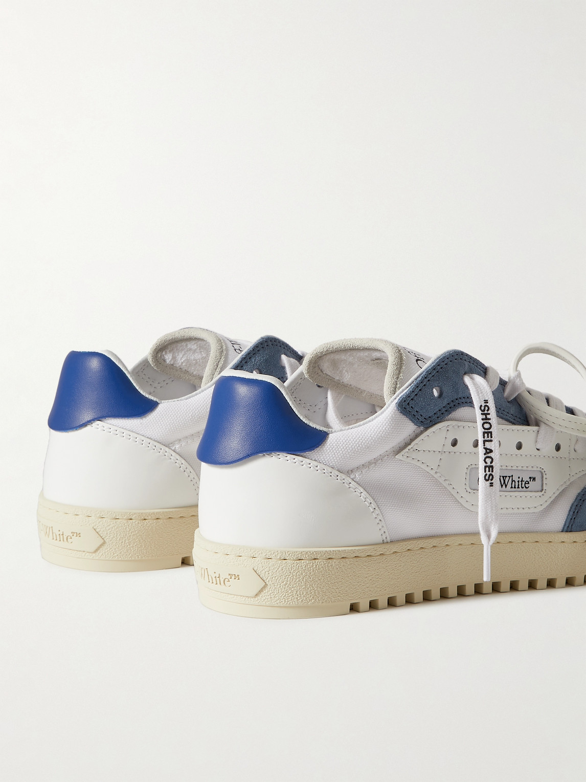Shop Off-white 5.0 Leather, Cotton-canvas And Suede Sneakers In White