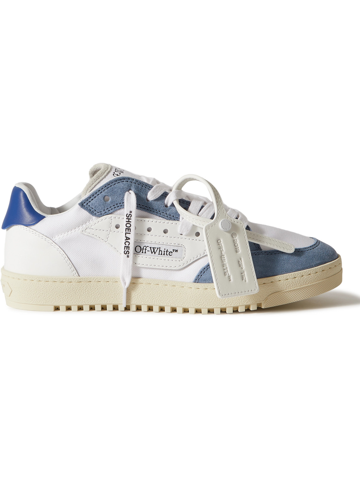 Shop Off-white 5.0 Leather, Cotton-canvas And Suede Sneakers In White