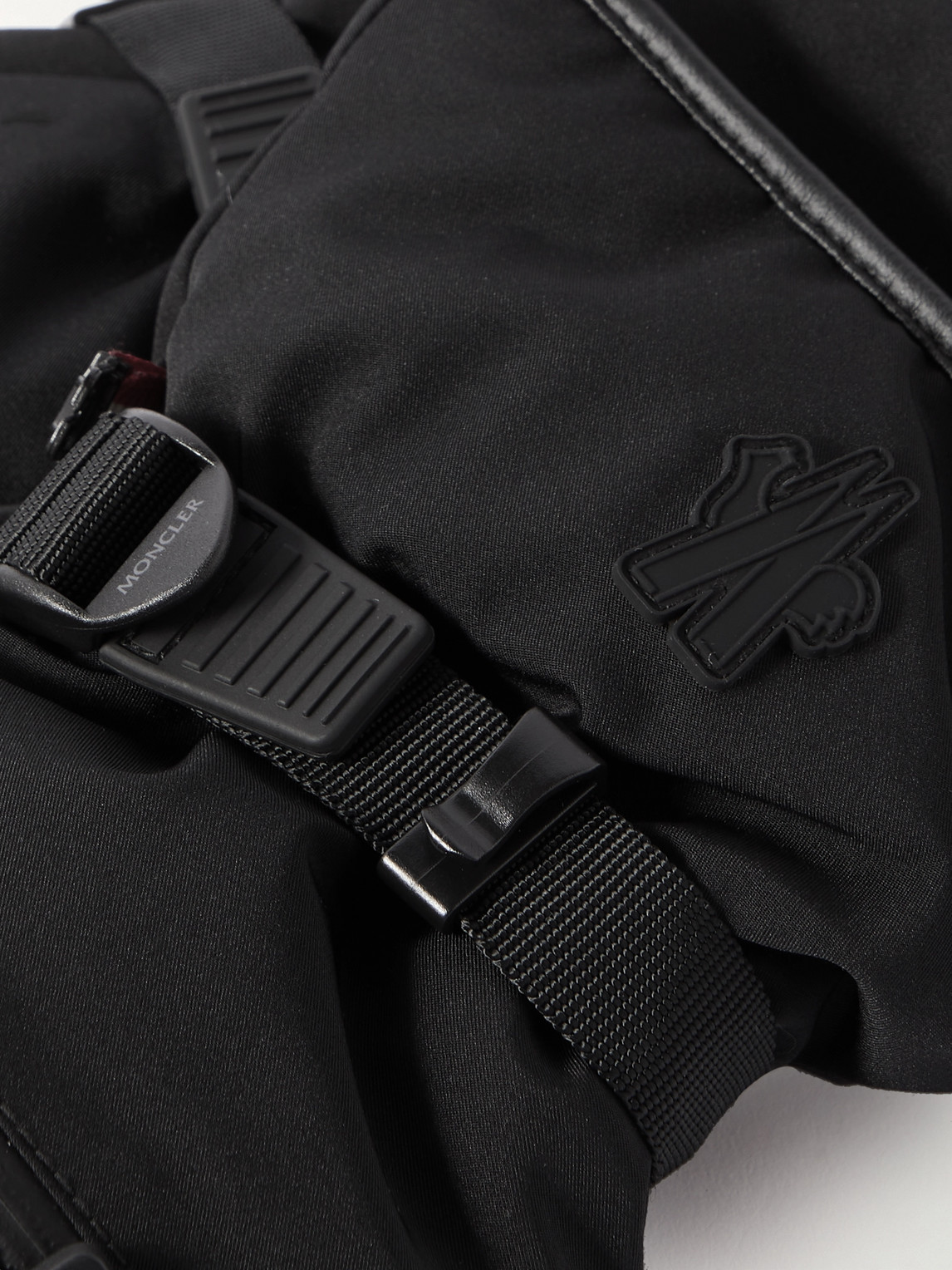 Moncler Logo-appliquéd Leather-trimmed Ski Gloves In Black